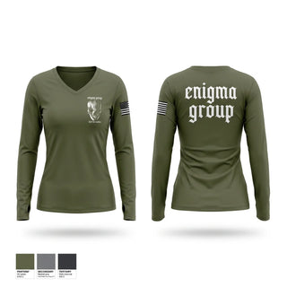 Womens Long Sleeve Vneck Shirt, Enigma Group, Army, Teamtime, Team time, sublimation, custom sports apparel, team uniforms, spirit wear, spiritwear, sports uniforms, custom shirts, team store, custom team store, fundraiser sports, apparel fundraiser