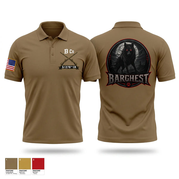 Short Sleeve Performance Polo, B Co 3/278th CR, Army, Teamtime, Team time, sublimation, custom sports apparel, team uniforms, spirit wear, spiritwear, sports uniforms, custom shirts, team store, custom team store, fundraiser sports, apparel fundraiser