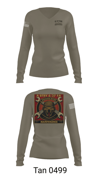 Womens Long Sleeve Vneck Shirt, 6-37 Field Artillery, Army, Teamtime, Team time, sublimation, custom sports apparel, team uniforms, spirit wear, spiritwear, sports uniforms, custom shirts, team store, custom team store, fundraiser sports, apparel fundraiser
