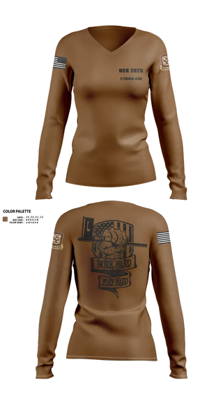 Womens Long Sleeve Vneck Shirt, 1/204th ADA, , Teamtime, Team time, sublimation, custom sports apparel, team uniforms, spirit wear, spiritwear, sports uniforms, custom shirts, team store, custom team store, fundraiser sports, apparel fundraiser