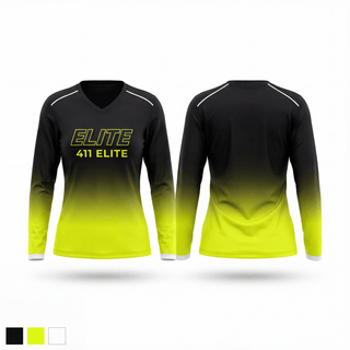 Womens Long Sleeve Vneck Shirt, 411 elite, Softball, Teamtime, Team time, sublimation, custom sports apparel, team uniforms, spirit wear, spiritwear, sports uniforms, custom shirts, team store, custom team store, fundraiser sports, apparel fundraiser