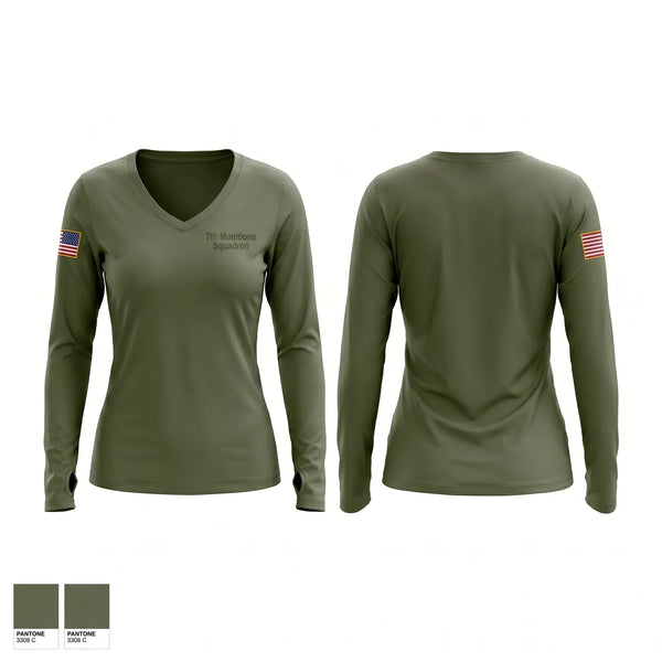 Womens Long Sleeve Vneck Shirt, 7th Munitions Squadron, Air Force, Teamtime, Team time, sublimation, custom sports apparel, team uniforms, spirit wear, spiritwear, sports uniforms, custom shirts, team store, custom team store, fundraiser sports, apparel fundraiser