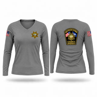 Womens Long Sleeve Vneck Shirt, Georgetown County Sheriffs Office, Police, Teamtime, Team time, sublimation, custom sports apparel, team uniforms, spirit wear, spiritwear, sports uniforms, custom shirts, team store, custom team store, fundraiser sports, apparel fundraiser