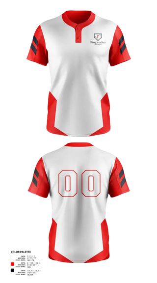 Two Button Softball Jersey, Firecracker Athletics, Softball, Teamtime, Team time, sublimation, custom sports apparel, team uniforms, spirit wear, spiritwear, sports uniforms, custom shirts, team store, custom team store, fundraiser sports, apparel fundraiser