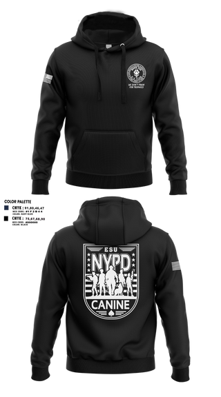 Hoodie, NYPD ESU K9, Police, Teamtime, Team time, sublimation, custom sports apparel, team uniforms, spirit wear, spiritwear, sports uniforms, custom shirts, team store, custom team store, fundraiser sports, apparel fundraiser