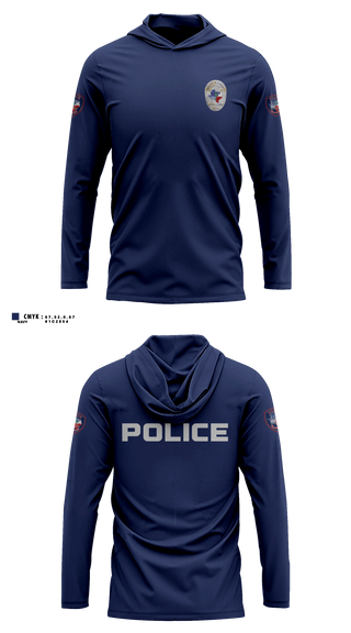 Long Sleeve hooded sunshirt, Mount Pleasant Police Department, Police, Teamtime, Team time, sublimation, custom sports apparel, team uniforms, spirit wear, spiritwear, sports uniforms, custom shirts, team store, custom team store, fundraiser sports, apparel fundraiser