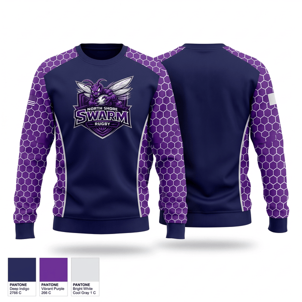 Crew Neck Sweatshirt, North Shore Swarm Rugby, Rugby, Teamtime, Team time, sublimation, custom sports apparel, team uniforms, spirit wear, spiritwear, sports uniforms, custom shirts, team store, custom team store, fundraiser sports, apparel fundraiser