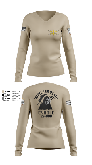Womens Long Sleeve Vneck Shirt, CyBOLC 25-006, , Teamtime, Team time, sublimation, custom sports apparel, team uniforms, spirit wear, spiritwear, sports uniforms, custom shirts, team store, custom team store, fundraiser sports, apparel fundraiser