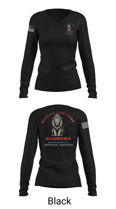King of New York masonry 63328026 Women's Long Sleeve V-neck Shirt - 35