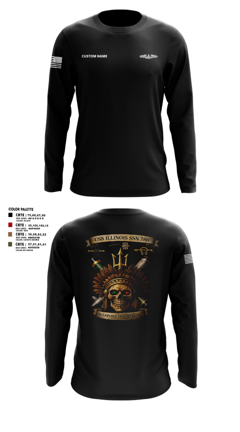Long Sleeve Performance Shirt, USS Illinois (SSN 786), , Teamtime, Team time, sublimation, custom sports apparel, team uniforms, spirit wear, spiritwear, sports uniforms, custom shirts, team store, custom team store, fundraiser sports, apparel fundraiser