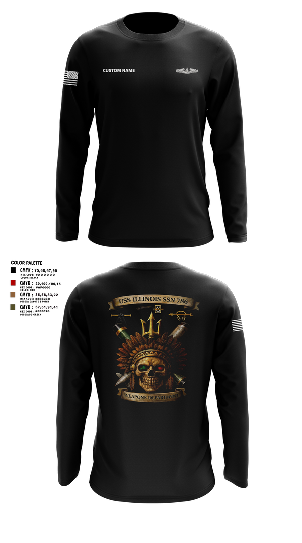 Long Sleeve Performance Shirt, USS Illinois (SSN 786), , Teamtime, Team time, sublimation, custom sports apparel, team uniforms, spirit wear, spiritwear, sports uniforms, custom shirts, team store, custom team store, fundraiser sports, apparel fundraiser