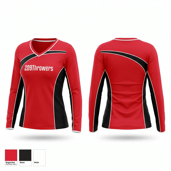 Womens Long Sleeve Vneck Shirt, 209Throwers, Track & Field, Teamtime, Team time, sublimation, custom sports apparel, team uniforms, spirit wear, spiritwear, sports uniforms, custom shirts, team store, custom team store, fundraiser sports, apparel fundraiser