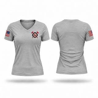 Womens Short Sleeve Vneck Shirt, Menchalville Fire Department, Fire Department, Teamtime, Team time, sublimation, custom sports apparel, team uniforms, spirit wear, spiritwear, sports uniforms, custom shirts, team store, custom team store, fundraiser sports, apparel fundraiser