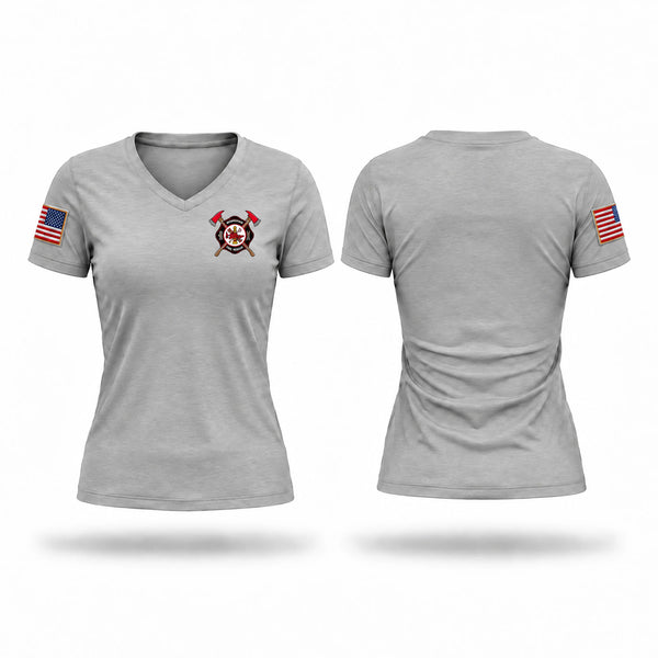 Menchalville Fire Department Women's Short Sleeve V-neck Shirt - 1
