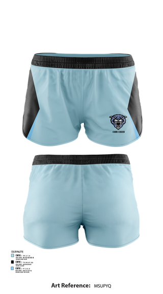 Womens Shorts, Cubs, Cheer, Teamtime, Team time, sublimation, custom sports apparel, team uniforms, spirit wear, spiritwear, sports uniforms, custom shirts, team store, custom team store, fundraiser sports, apparel fundraiser