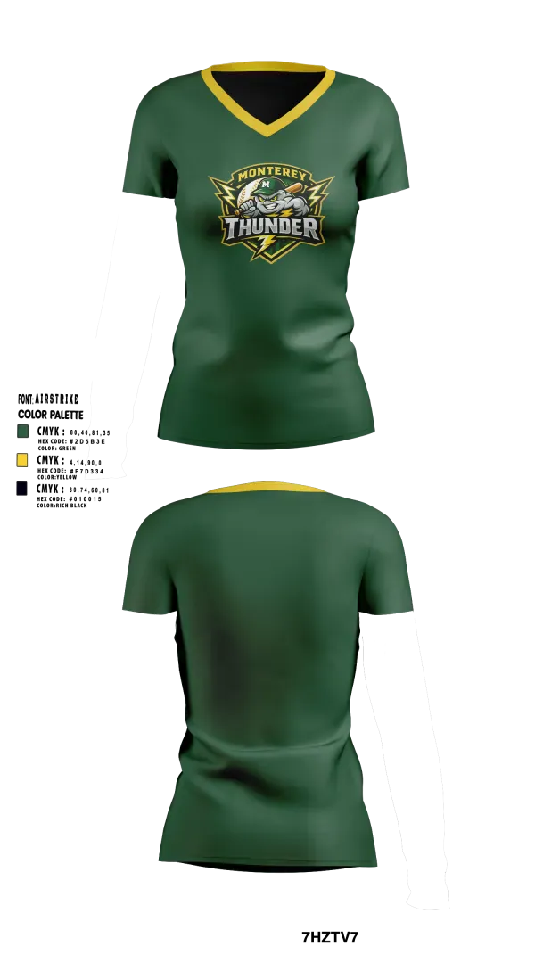 Womens Short Sleeve Vneck Shirt, Thunder, Baseball, Teamtime, Team time, sublimation, custom sports apparel, team uniforms, spirit wear, spiritwear, sports uniforms, custom shirts, team store, custom team store, fundraiser sports, apparel fundraiser