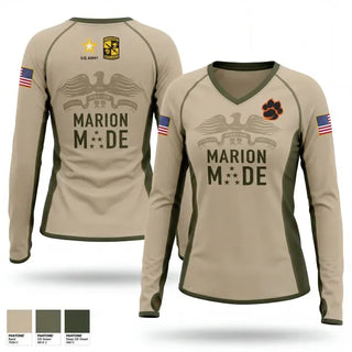 Womens Long Sleeve Vneck Shirt, MMI ROTC, Army, Teamtime, Team time, sublimation, custom sports apparel, team uniforms, spirit wear, spiritwear, sports uniforms, custom shirts, team store, custom team store, fundraiser sports, apparel fundraiser