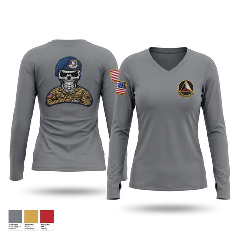 Womens Long Sleeve Vneck Shirt, 14th Security Forces Squadron, Air Force, Teamtime, Team time, sublimation, custom sports apparel, team uniforms, spirit wear, spiritwear, sports uniforms, custom shirts, team store, custom team store, fundraiser sports, apparel fundraiser