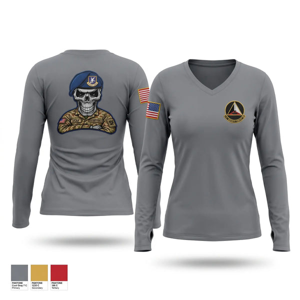 Womens Long Sleeve Vneck Shirt, 14th Security Forces Squadron, Air Force, Teamtime, Team time, sublimation, custom sports apparel, team uniforms, spirit wear, spiritwear, sports uniforms, custom shirts, team store, custom team store, fundraiser sports, apparel fundraiser