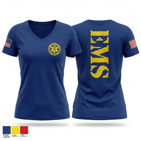 Womens Short Sleeve Vneck Shirt, Golden Strip Career Center, EMS/EMT, Teamtime, Team time, sublimation, custom sports apparel, team uniforms, spirit wear, spiritwear, sports uniforms, custom shirts, team store, custom team store, fundraiser sports, apparel fundraiser