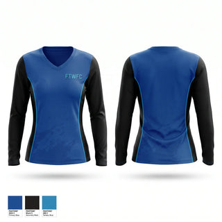 Womens Long Sleeve Vneck Shirt, FTWFC, Men's Soccer, Teamtime, Team time, sublimation, custom sports apparel, team uniforms, spirit wear, spiritwear, sports uniforms, custom shirts, team store, custom team store, fundraiser sports, apparel fundraiser