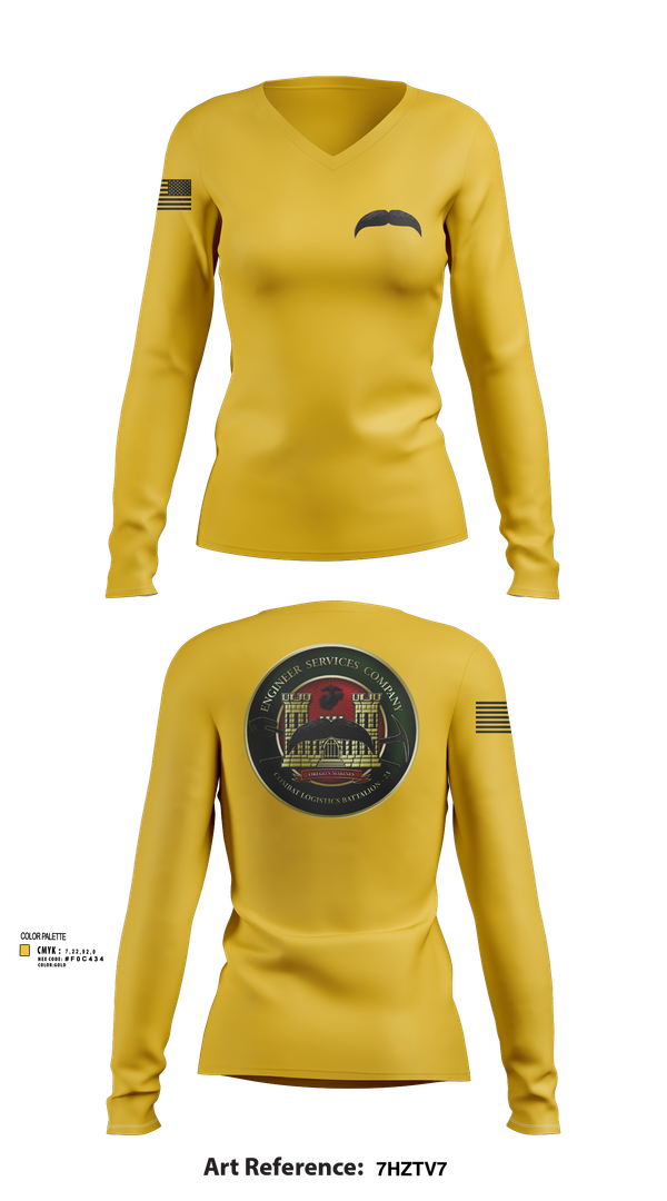 Womens Long Sleeve Vneck Shirt, Engineers Services Company, Marines, Teamtime, Team time, sublimation, custom sports apparel, team uniforms, spirit wear, spiritwear, sports uniforms, custom shirts, team store, custom team store, fundraiser sports, apparel fundraiser