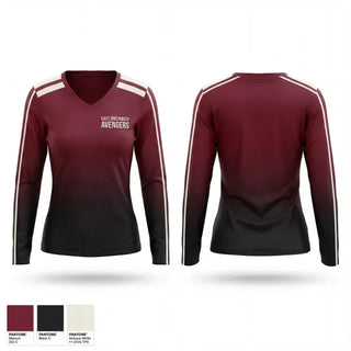 Womens Long Sleeve Vneck Shirt, East Greenwich Avengers, Men's Lacrosse, Teamtime, Team time, sublimation, custom sports apparel, team uniforms, spirit wear, spiritwear, sports uniforms, custom shirts, team store, custom team store, fundraiser sports, apparel fundraiser