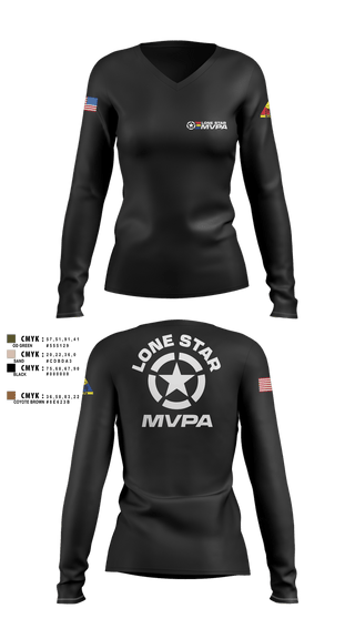 Womens Long Sleeve Vneck Shirt, Lone Star MVPA, , Teamtime, Team time, sublimation, custom sports apparel, team uniforms, spirit wear, spiritwear, sports uniforms, custom shirts, team store, custom team store, fundraiser sports, apparel fundraiser