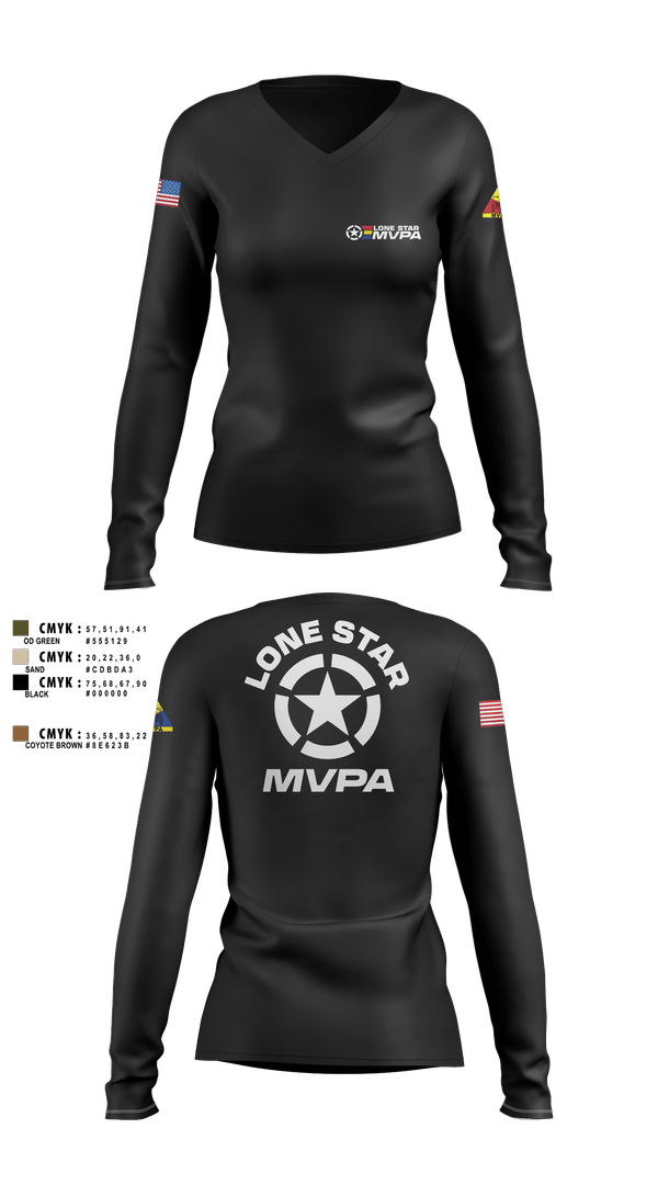 Womens Long Sleeve Vneck Shirt, Lone Star MVPA, , Teamtime, Team time, sublimation, custom sports apparel, team uniforms, spirit wear, spiritwear, sports uniforms, custom shirts, team store, custom team store, fundraiser sports, apparel fundraiser