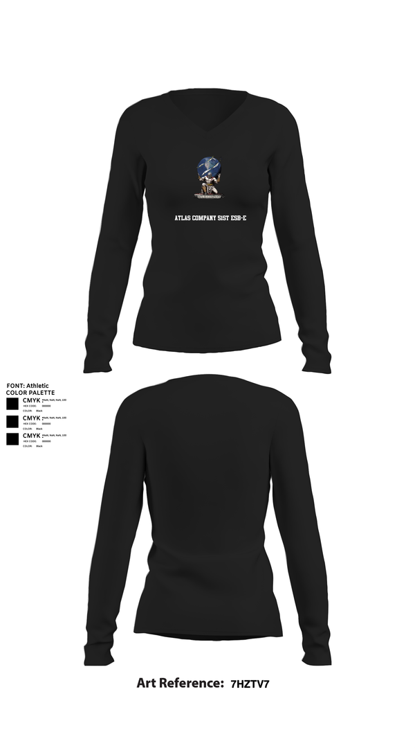 Womens Long Sleeve Vneck Shirt, Atlas Company 51st ESB-E, , Teamtime, Team time, sublimation, custom sports apparel, team uniforms, spirit wear, spiritwear, sports uniforms, custom shirts, team store, custom team store, fundraiser sports, apparel fundraiser