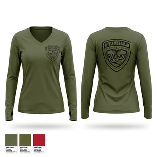 Womens Long Sleeve Vneck Shirt, Anderson County Swat, Police, Teamtime, Team time, sublimation, custom sports apparel, team uniforms, spirit wear, spiritwear, sports uniforms, custom shirts, team store, custom team store, fundraiser sports, apparel fundraiser