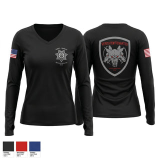 Womens Long Sleeve Vneck Shirt, Special Security Unit, Police, Teamtime, Team time, sublimation, custom sports apparel, team uniforms, spirit wear, spiritwear, sports uniforms, custom shirts, team store, custom team store, fundraiser sports, apparel fundraiser