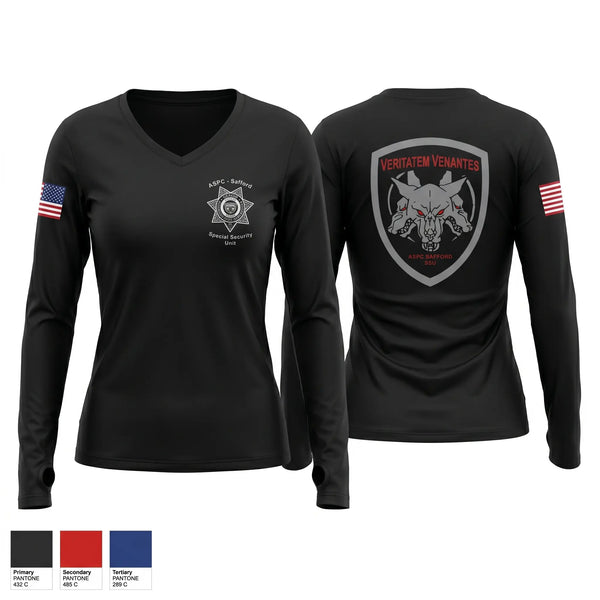 Womens Long Sleeve Vneck Shirt, Special Security Unit, Police, Teamtime, Team time, sublimation, custom sports apparel, team uniforms, spirit wear, spiritwear, sports uniforms, custom shirts, team store, custom team store, fundraiser sports, apparel fundraiser