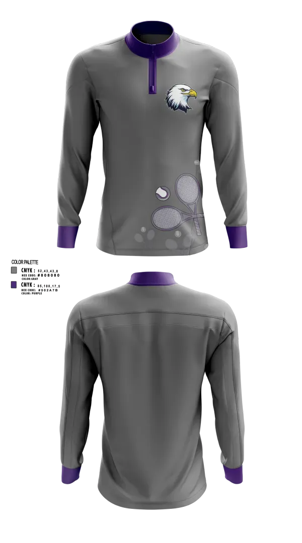 Quarter Zip Jacket, Albion Purple Eagles, Tennis, Teamtime, Team time, sublimation, custom sports apparel, team uniforms, spirit wear, spiritwear, sports uniforms, custom shirts, team store, custom team store, fundraiser sports, apparel fundraiser
