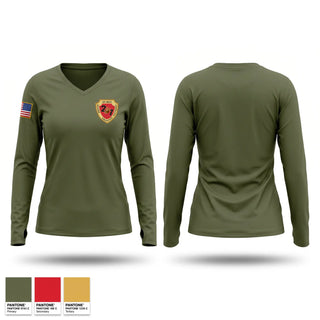 Womens Long Sleeve Vneck Shirt, CLR-27, Marines, Teamtime, Team time, sublimation, custom sports apparel, team uniforms, spirit wear, spiritwear, sports uniforms, custom shirts, team store, custom team store, fundraiser sports, apparel fundraiser