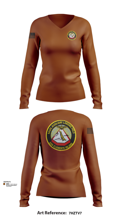 NAVAL AUXILIARY LANDING FIELD SAN CLEMENTE ISLAND 84948296 Women's Long Sleeve V-neck Shirt - 102