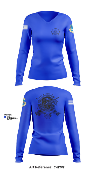 Womens Long Sleeve Vneck Shirt, 380th Security Police Squadron, , Teamtime, Team time, sublimation, custom sports apparel, team uniforms, spirit wear, spiritwear, sports uniforms, custom shirts, team store, custom team store, fundraiser sports, apparel fundraiser