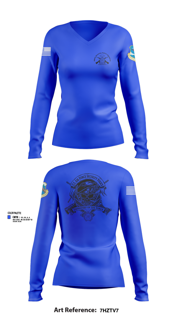 Womens Long Sleeve Vneck Shirt, 380th Security Police Squadron, , Teamtime, Team time, sublimation, custom sports apparel, team uniforms, spirit wear, spiritwear, sports uniforms, custom shirts, team store, custom team store, fundraiser sports, apparel fundraiser