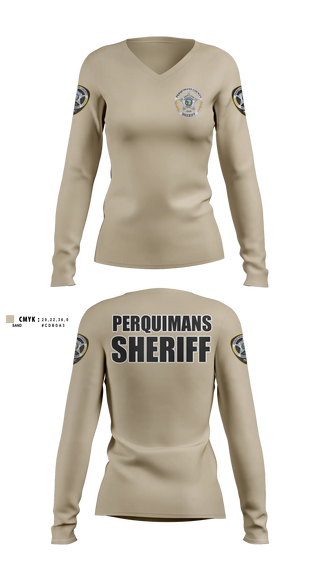 Womens Long Sleeve Vneck Shirt, Perquimans County Sheriff's Office, Police, Teamtime, Team time, sublimation, custom sports apparel, team uniforms, spirit wear, spiritwear, sports uniforms, custom shirts, team store, custom team store, fundraiser sports, apparel fundraiser