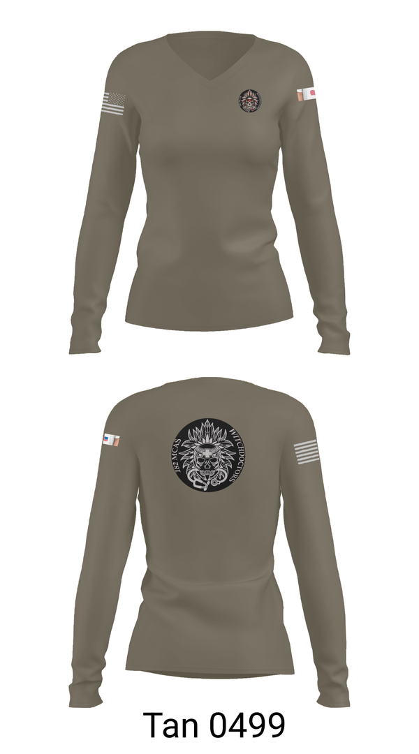 Womens Long Sleeve Vneck Shirt, , Army, Teamtime, Team time, sublimation, custom sports apparel, team uniforms, spirit wear, spiritwear, sports uniforms, custom shirts, team store, custom team store, fundraiser sports, apparel fundraiser