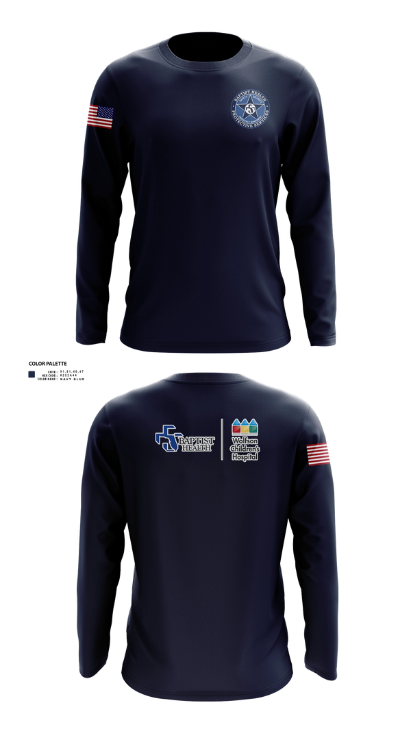 Long Sleeve Performance Shirt, Baptist Health Protective Services, Police, Teamtime, Team time, sublimation, custom sports apparel, team uniforms, spirit wear, spiritwear, sports uniforms, custom shirts, team store, custom team store, fundraiser sports, apparel fundraiser