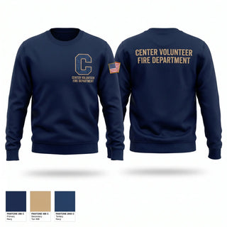 Crew Neck Sweatshirt, Center volunteer Fire department, Fire Department, Teamtime, Team time, sublimation, custom sports apparel, team uniforms, spirit wear, spiritwear, sports uniforms, custom shirts, team store, custom team store, fundraiser sports, apparel fundraiser