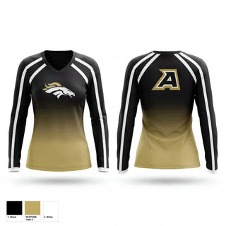 Womens Long Sleeve Vneck Shirt, Allen Lady Mustangs, Women's Basketball, Teamtime, Team time, sublimation, custom sports apparel, team uniforms, spirit wear, spiritwear, sports uniforms, custom shirts, team store, custom team store, fundraiser sports, apparel fundraiser