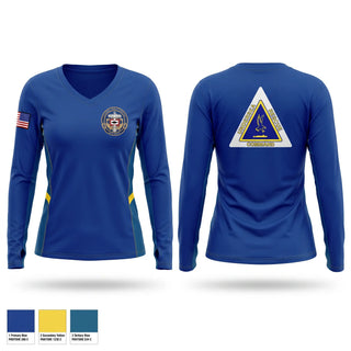 Womens Long Sleeve Vneck Shirt, Undersea Rescue Command, Navy, Teamtime, Team time, sublimation, custom sports apparel, team uniforms, spirit wear, spiritwear, sports uniforms, custom shirts, team store, custom team store, fundraiser sports, apparel fundraiser