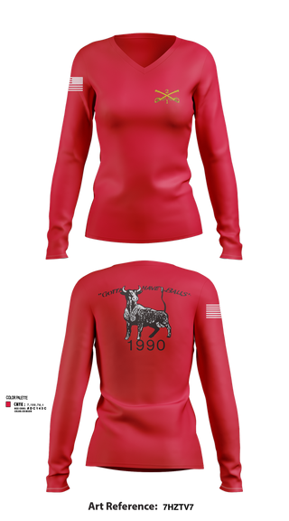 Womens Long Sleeve Vneck Shirt, 2nd Armored Cavalry Regiment, , Teamtime, Team time, sublimation, custom sports apparel, team uniforms, spirit wear, spiritwear, sports uniforms, custom shirts, team store, custom team store, fundraiser sports, apparel fundraiser