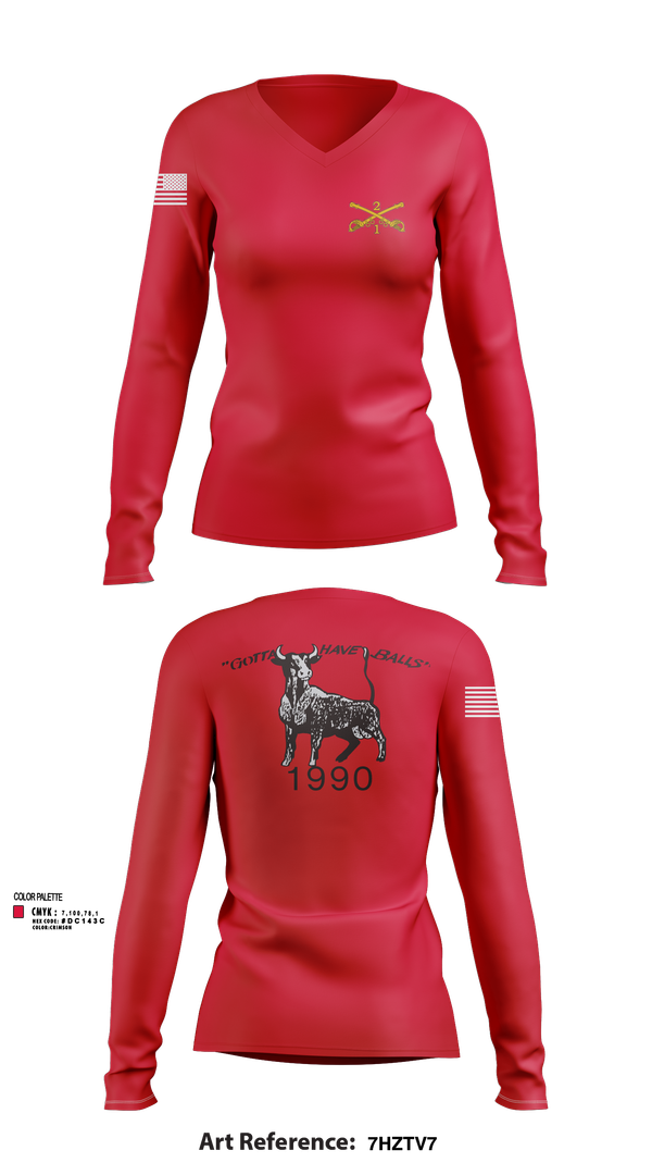 Womens Long Sleeve Vneck Shirt, 2nd Armored Cavalry Regiment, , Teamtime, Team time, sublimation, custom sports apparel, team uniforms, spirit wear, spiritwear, sports uniforms, custom shirts, team store, custom team store, fundraiser sports, apparel fundraiser