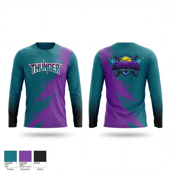 Long Sleeve Performance Shirt, Hocking Valley Thunder, Softball, Teamtime, Team time, sublimation, custom sports apparel, team uniforms, spirit wear, spiritwear, sports uniforms, custom shirts, team store, custom team store, fundraiser sports, apparel fundraiser