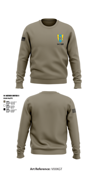 Crew Neck Sweatshirt, 1-4 Cav, , Teamtime, Team time, sublimation, custom sports apparel, team uniforms, spirit wear, spiritwear, sports uniforms, custom shirts, team store, custom team store, fundraiser sports, apparel fundraiser
