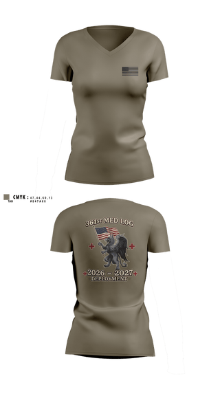 Womens Short Sleeve Vneck Shirt, 361 med log, Army, Teamtime, Team time, sublimation, custom sports apparel, team uniforms, spirit wear, spiritwear, sports uniforms, custom shirts, team store, custom team store, fundraiser sports, apparel fundraiser