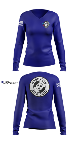 Womens Long Sleeve Vneck Shirt, BMW Club of Nashville, , Teamtime, Team time, sublimation, custom sports apparel, team uniforms, spirit wear, spiritwear, sports uniforms, custom shirts, team store, custom team store, fundraiser sports, apparel fundraiser